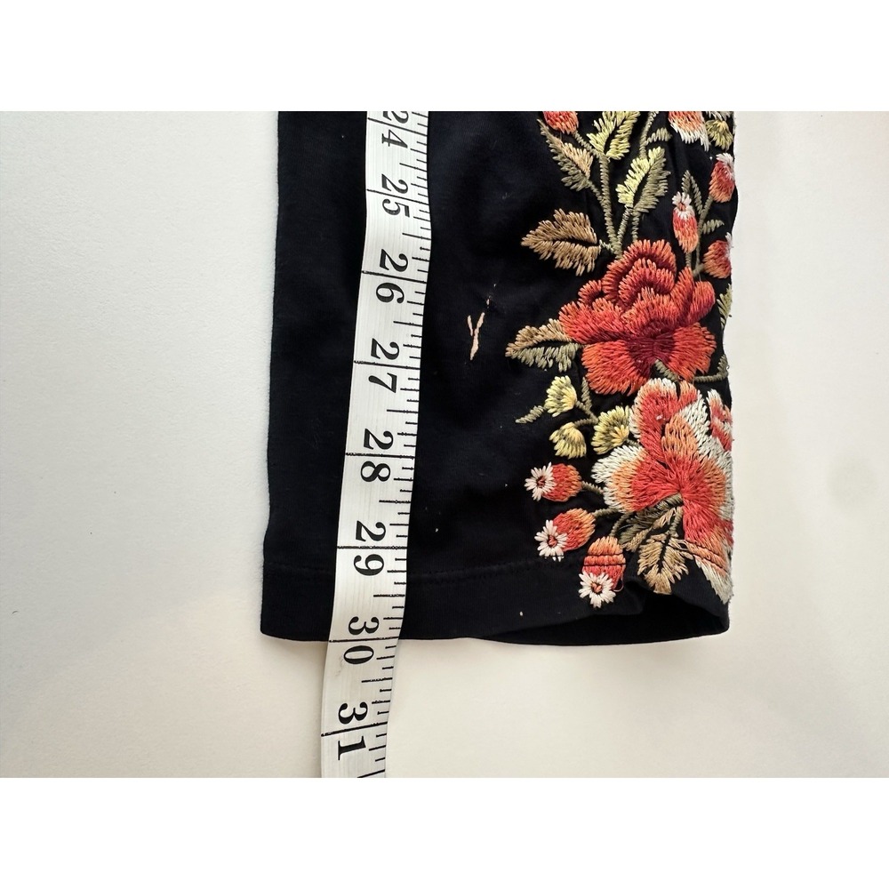 Johnny Was Leggings Women's 2XL Embroidered Floral Black Stretch "Hole" Stain - Picture 7 of 8
